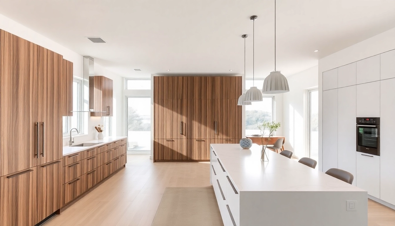 Remodeling expert transforming a contemporary kitchen with stylish cabinetry and spacious open design for a fresh look.