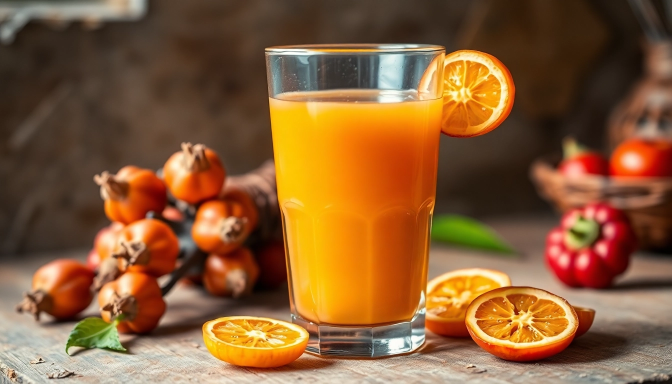 Tamarind Juice served in a glass with fresh tamarind pods and leaves, highlighting freshness
