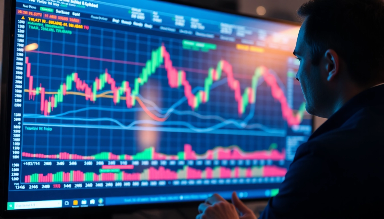 Trading view platform showing detailed financial charts and real-time market data analysis.